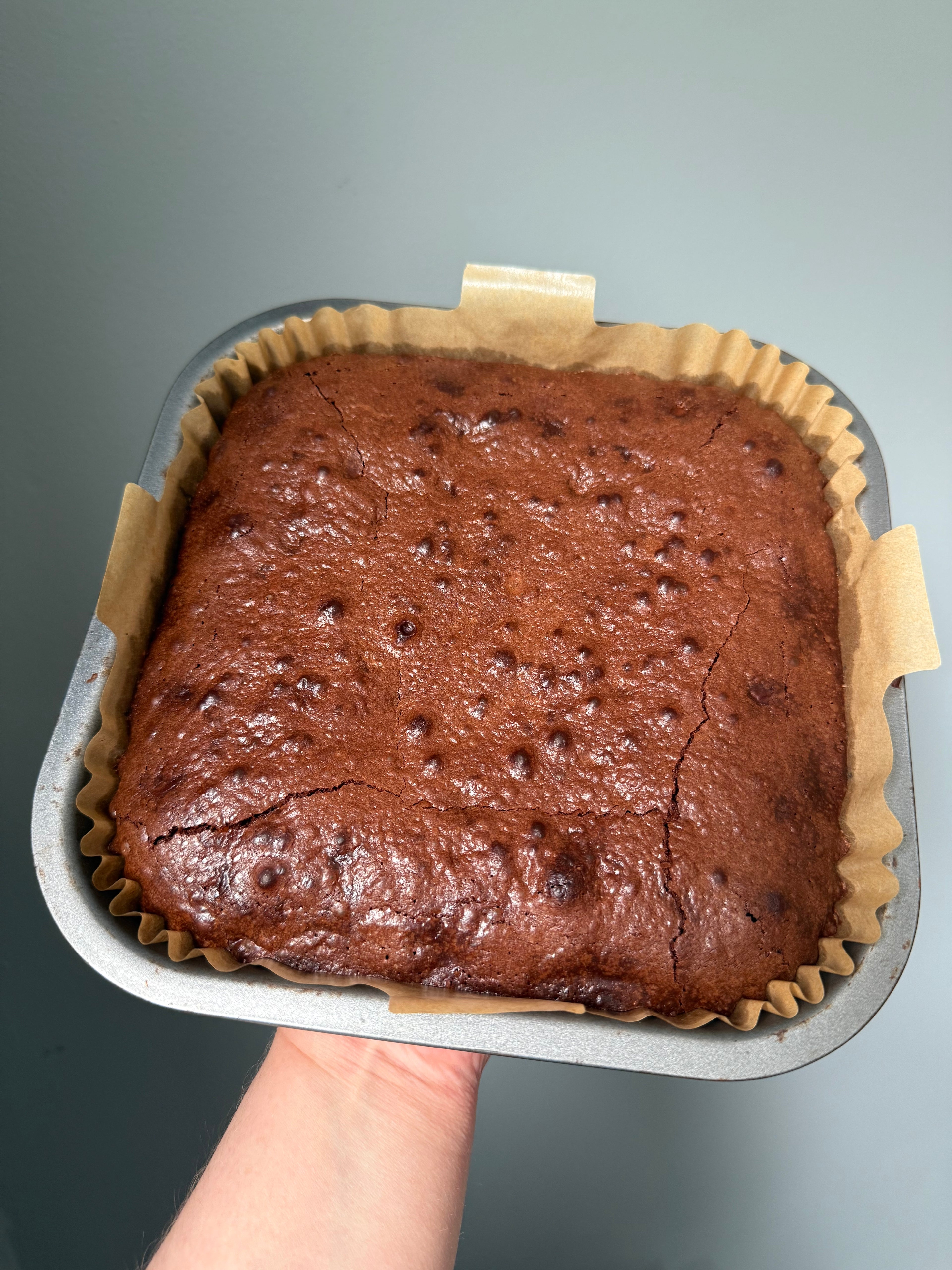 Fudgey chocolate brownie slab